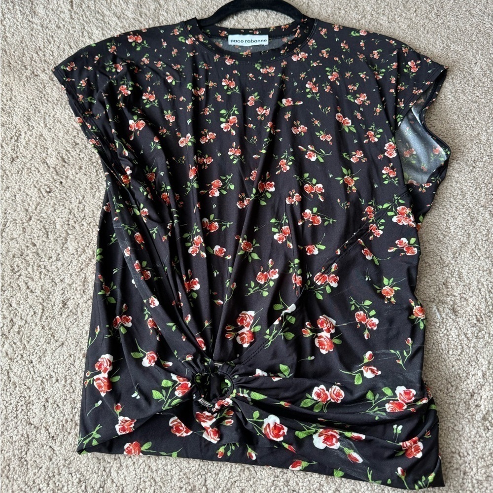 Paco Rabanne- Shortsleeve Floral Ringed Top - Picture 4 of 7